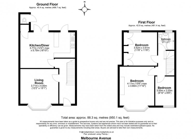 Floorplan for Melbourne Avenue, N13 4SX