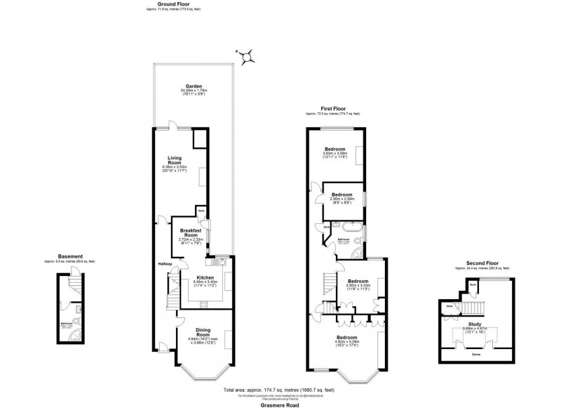 Floorplan for Grasmere Road, N10 2DJ