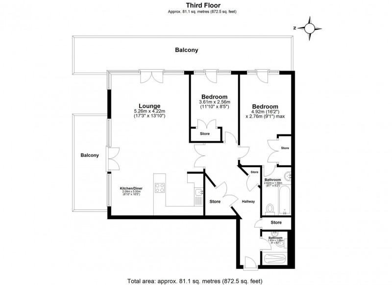 Floorplan for Western Beach Apartments, E16 1DZ