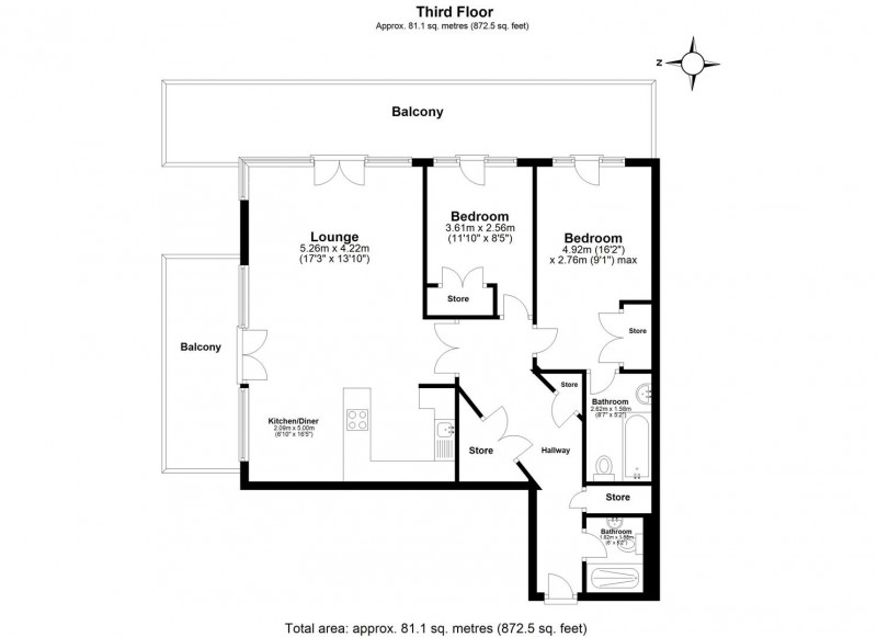 Floorplan for Western Beach Apartments, E16 1DZ