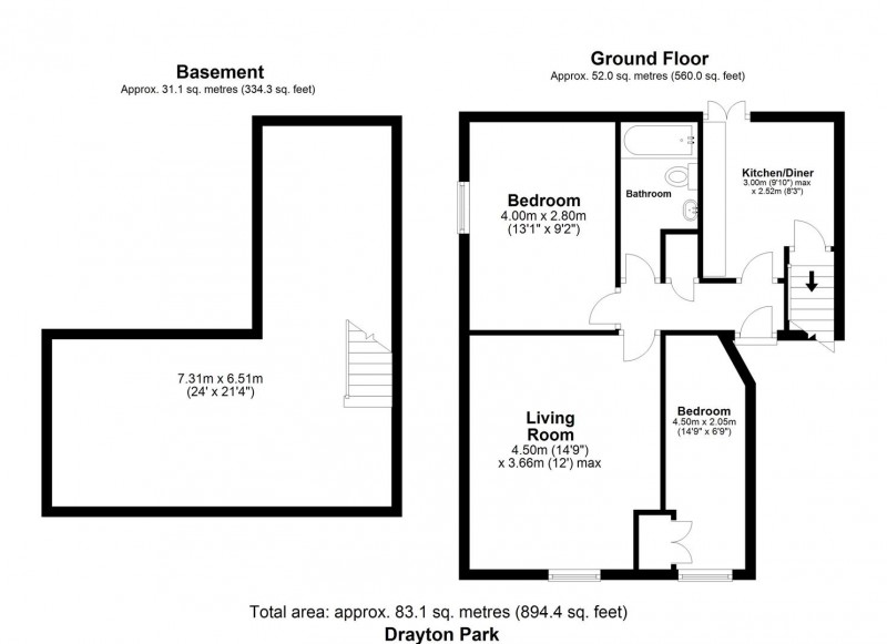 Floorplan for Drayton Park, N5 1LX