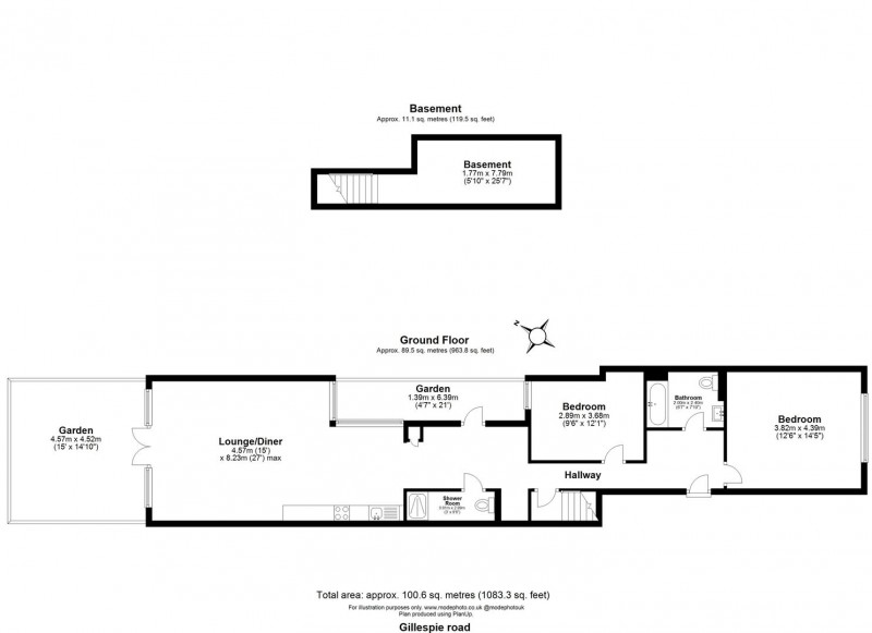Floorplan for Gillespie Road, N5 1LN