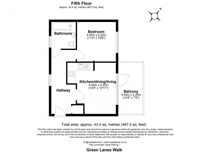 Floorplan for Green Lanes Walk, N4 2GE