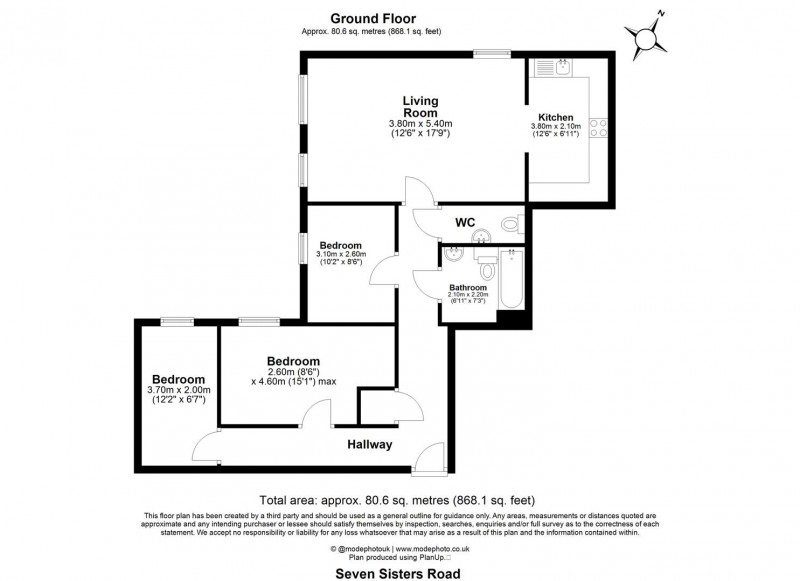 Floorplan for Seven Sisters Road, N4 2EP