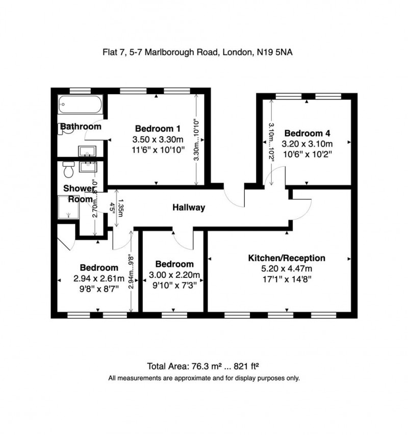 Floorplan for Marlborough Road, N19 4NA