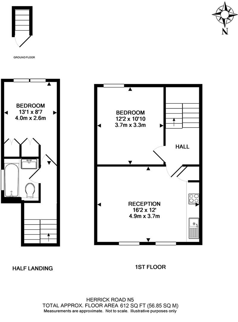 Floorplan for Herrick Road, N5 2JX